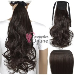 Extensie de par coada ondulata cu snur 70 cm cod 3676H Saten Inchis